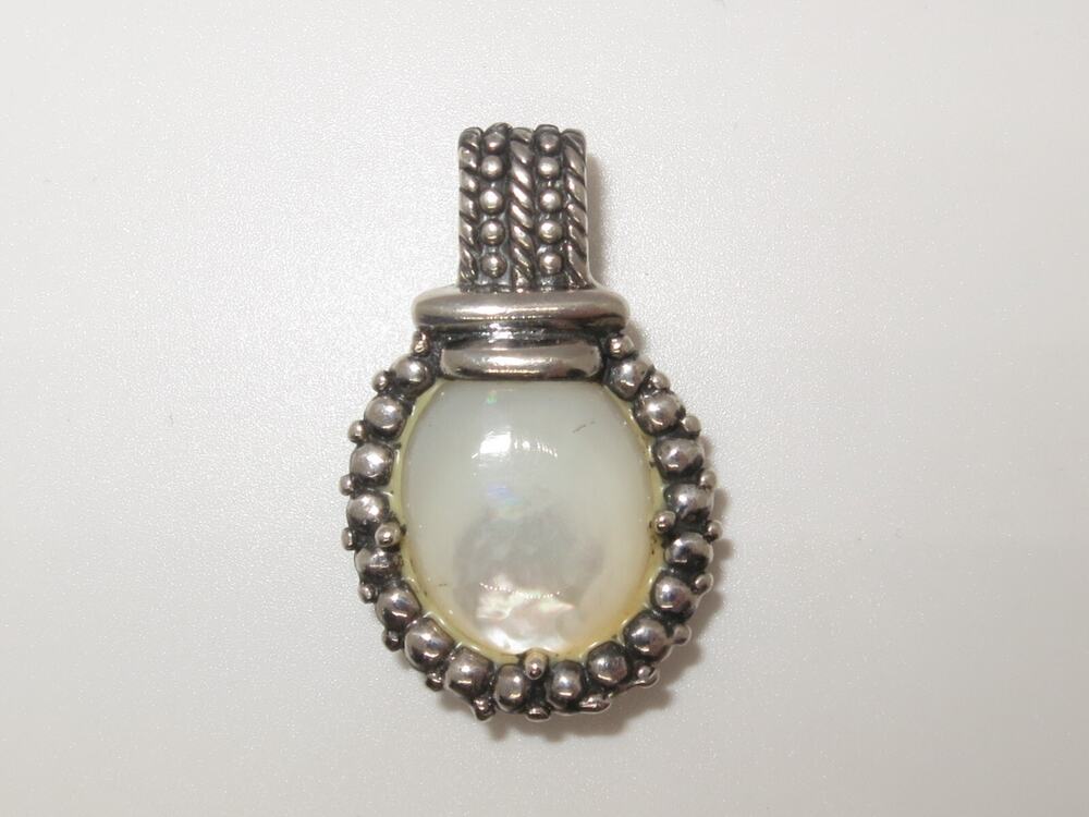 Vintage Sterling Silver and Moonstone Pendant Ornate Fancy 925